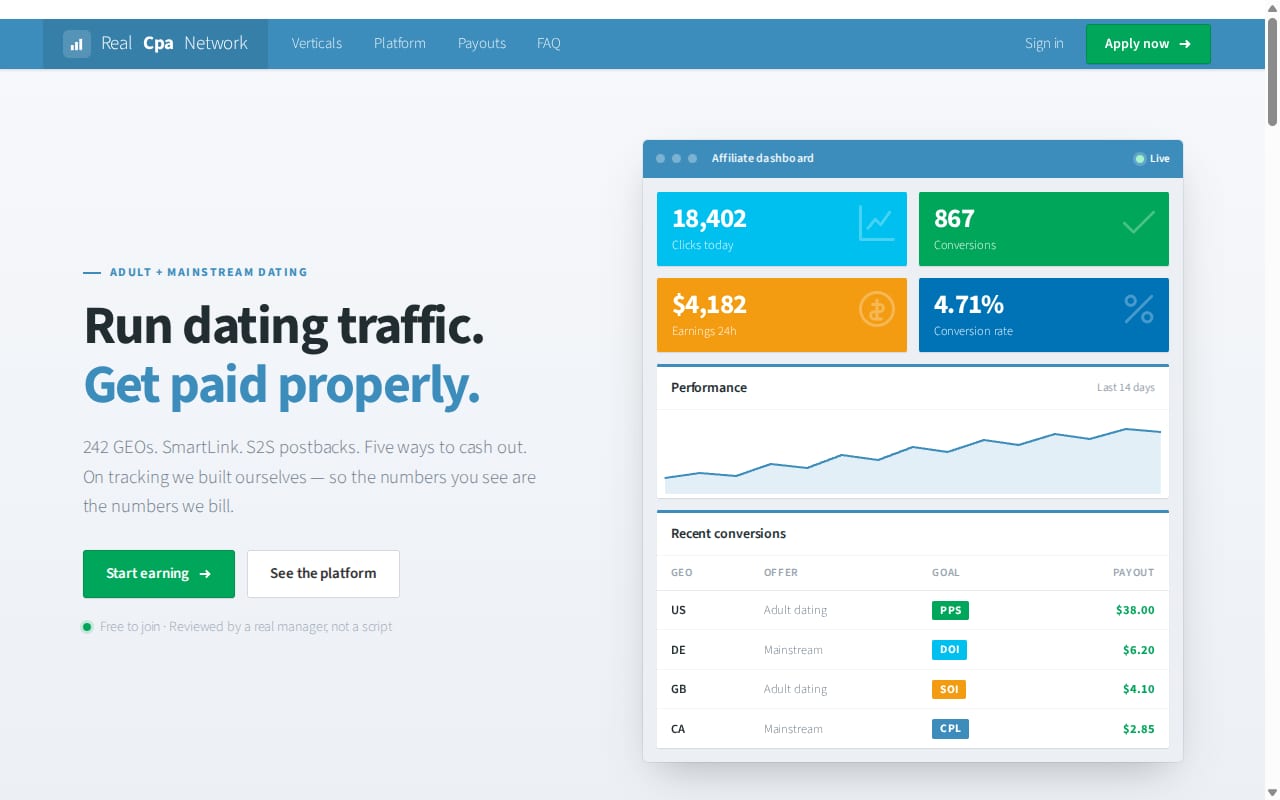 RealCpaNetwork website screenshot
