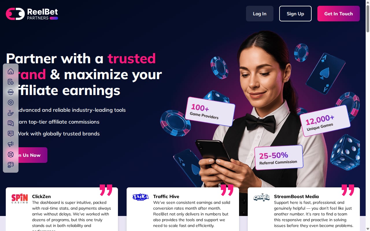 ReelBet Partners website screenshot