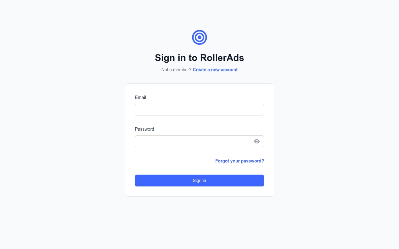 RollerAds website screenshot