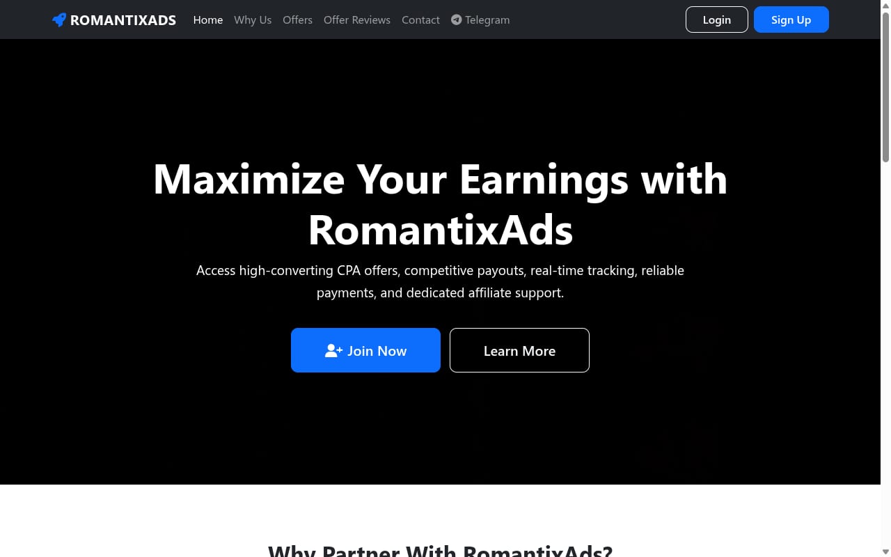 RomantixAds website screenshot