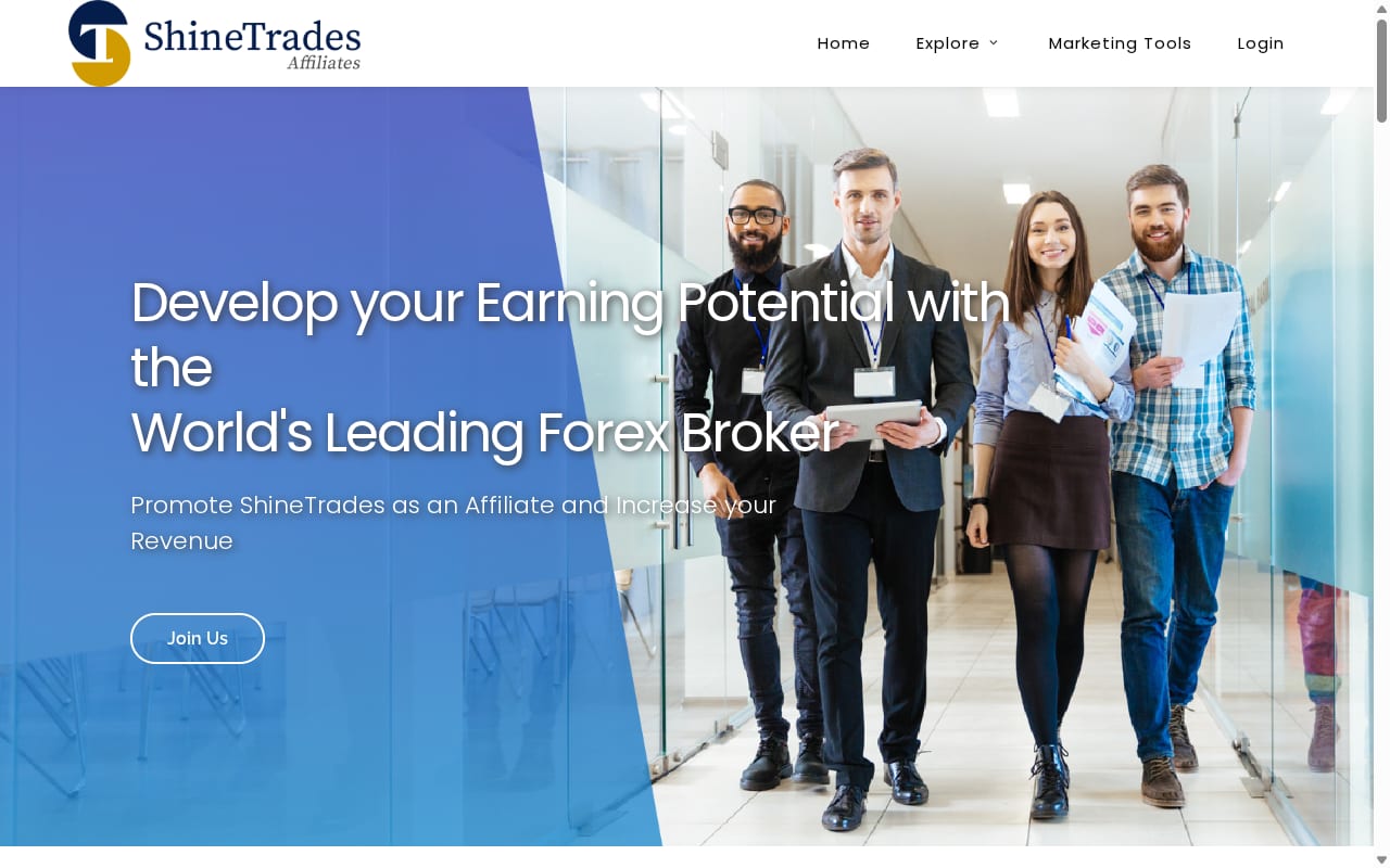 ShineTrades Affiliates 網站截圖