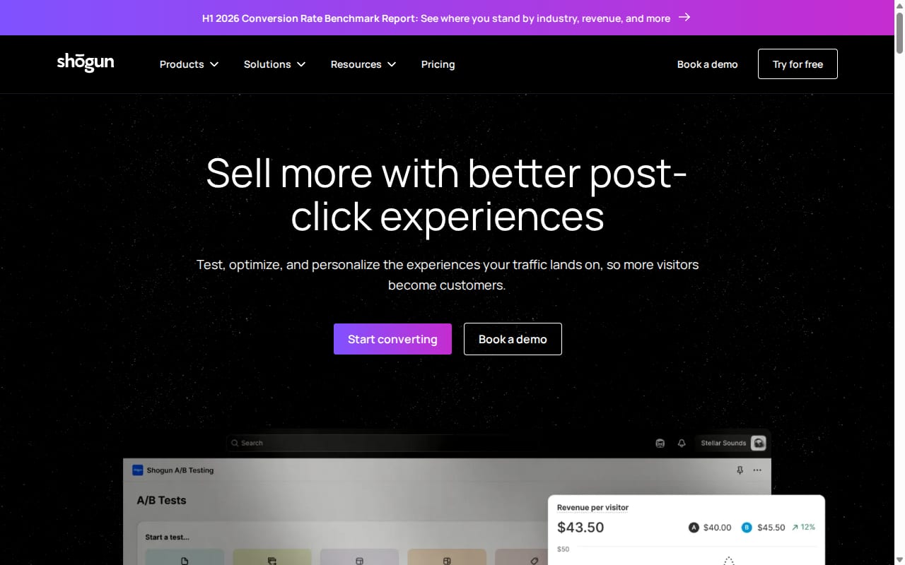 Shogun Affiliate Program website screenshot