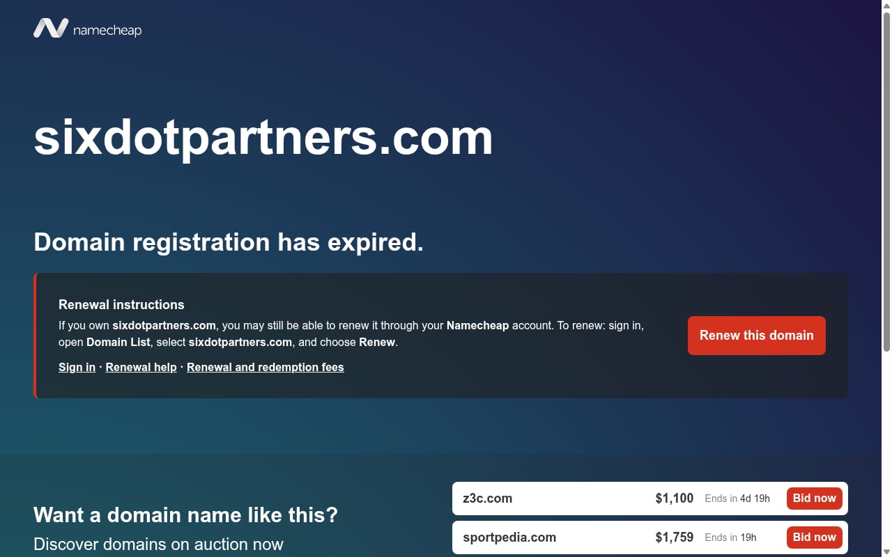 SixDot Partners website screenshot