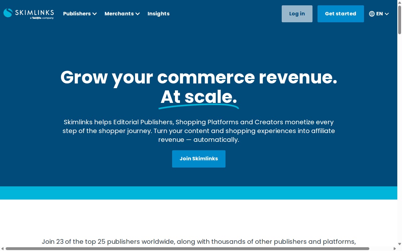 Skimlinks website screenshot