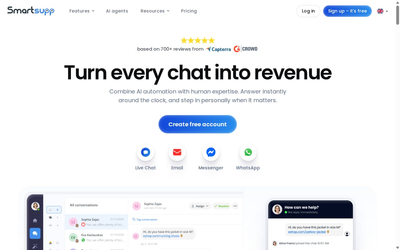 Smartsupp Affiliate Program website screenshot