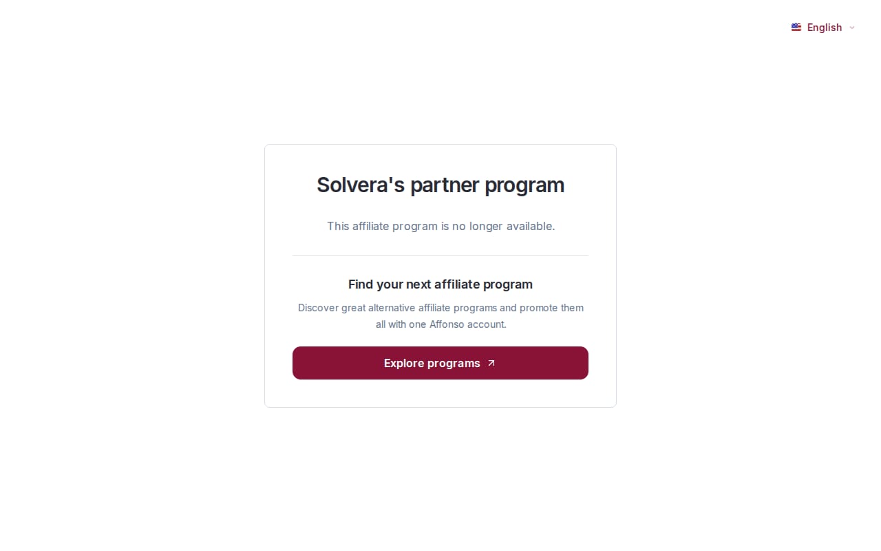 Solvera Affiliate Program website screenshot