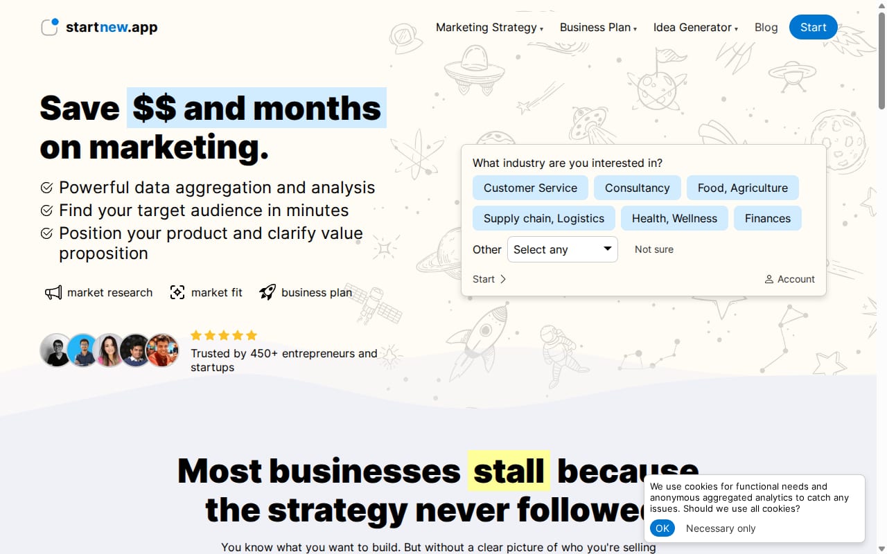 startnew.app affiliate program website screenshot