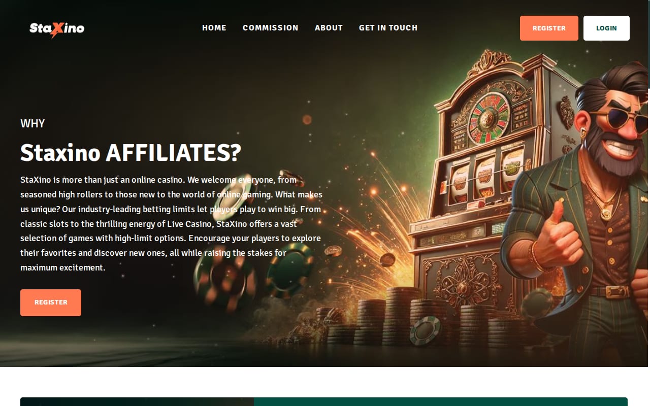 Staxino Affiliates website screenshot
