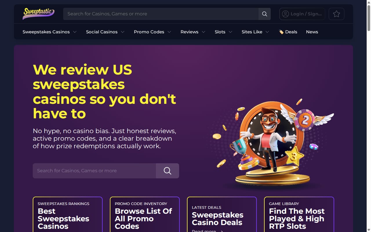 Sweeptastic Affiliates website screenshot