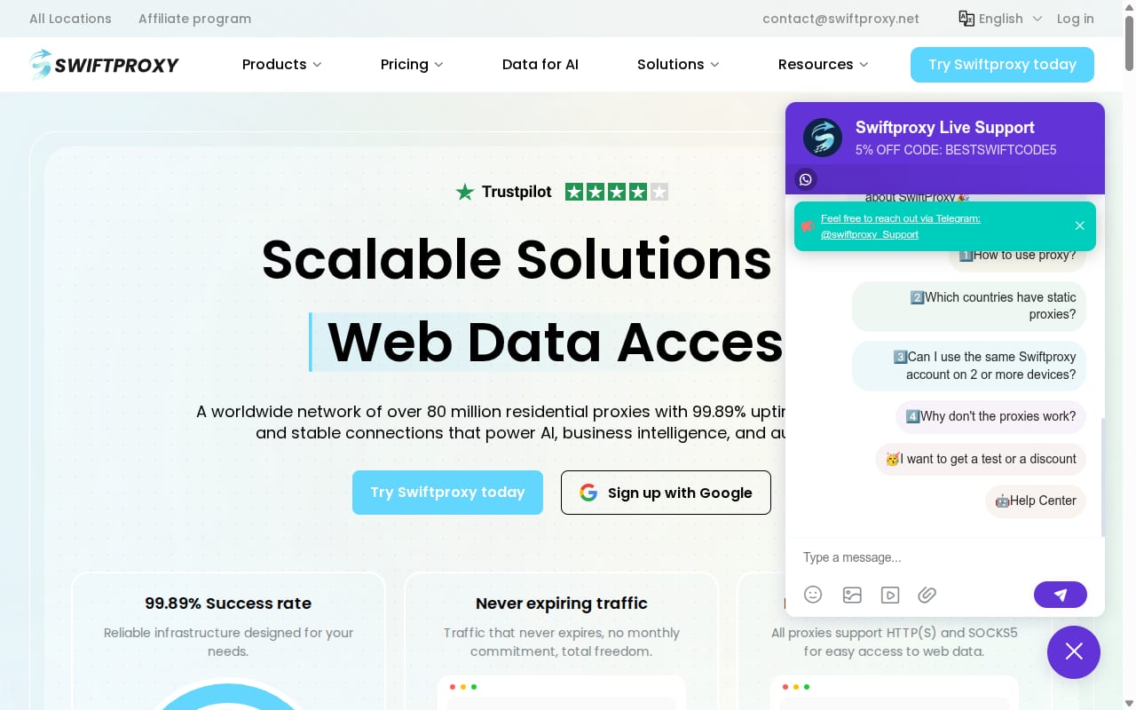 Swiftproxy Affiliate Program website screenshot
