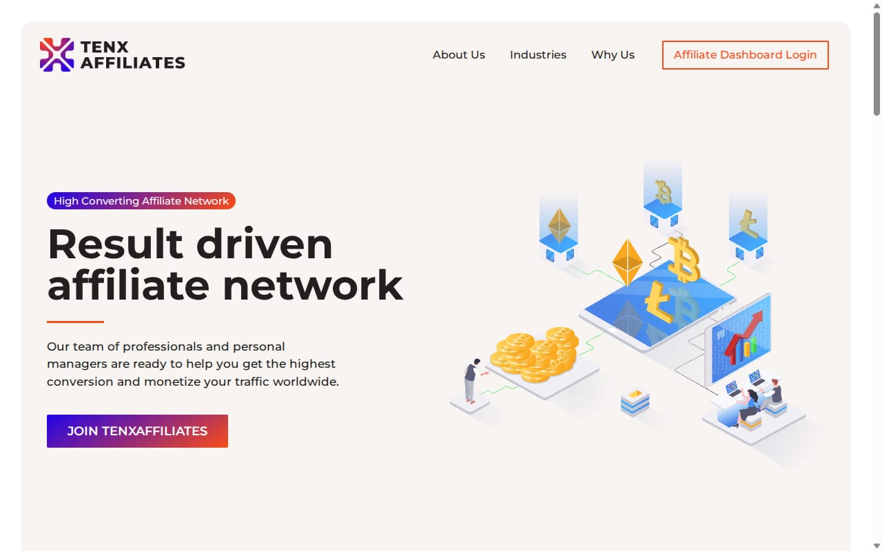 TenX Affiliates 網站截圖
