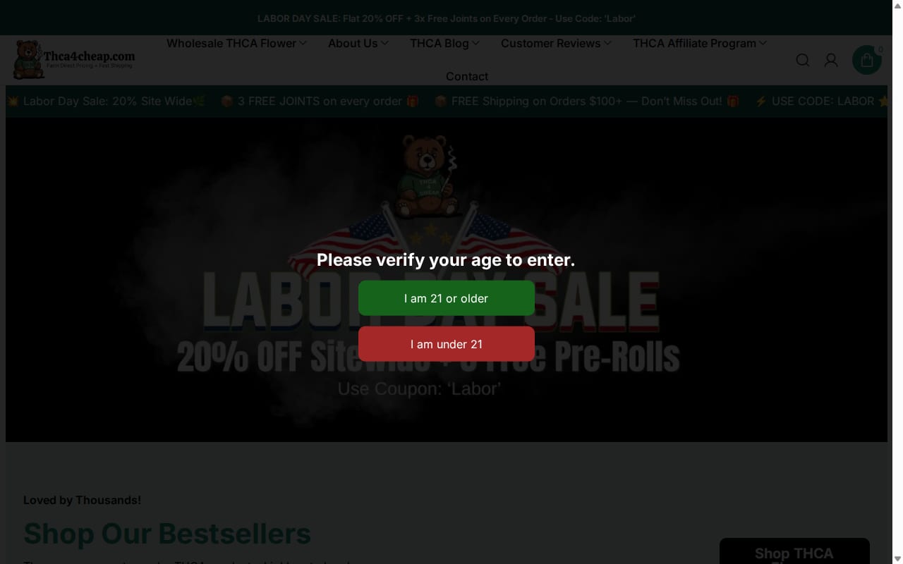 Thca4cheap Affiliate Program website screenshot