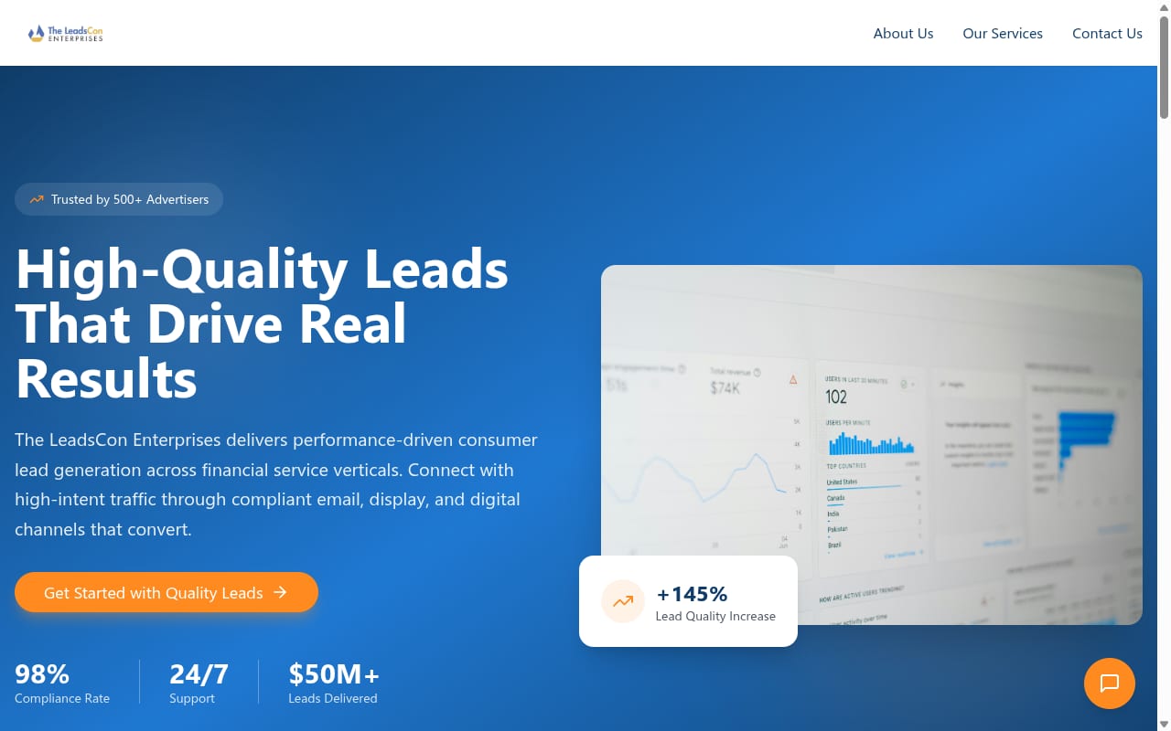 The LeadsCon Enterprises website screenshot