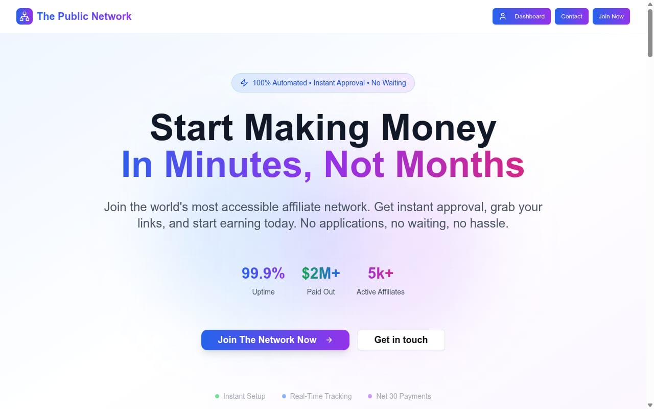 The Public Network website screenshot