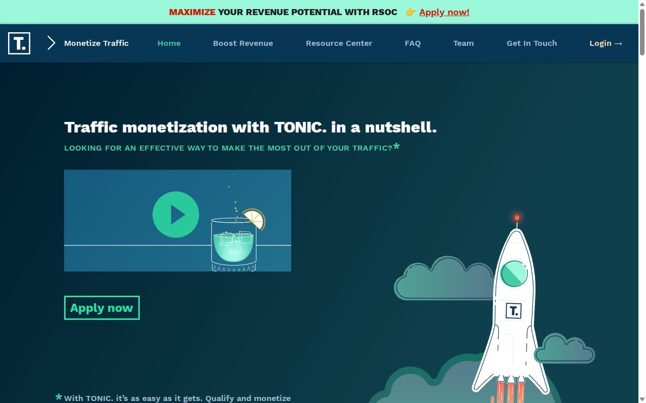 TONIC.com website screenshot