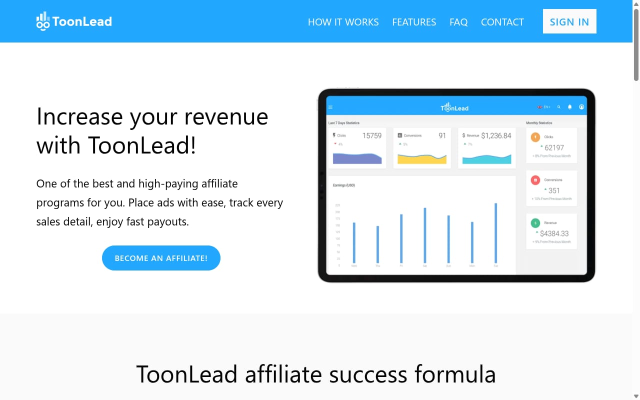 ToonLead 網站截圖