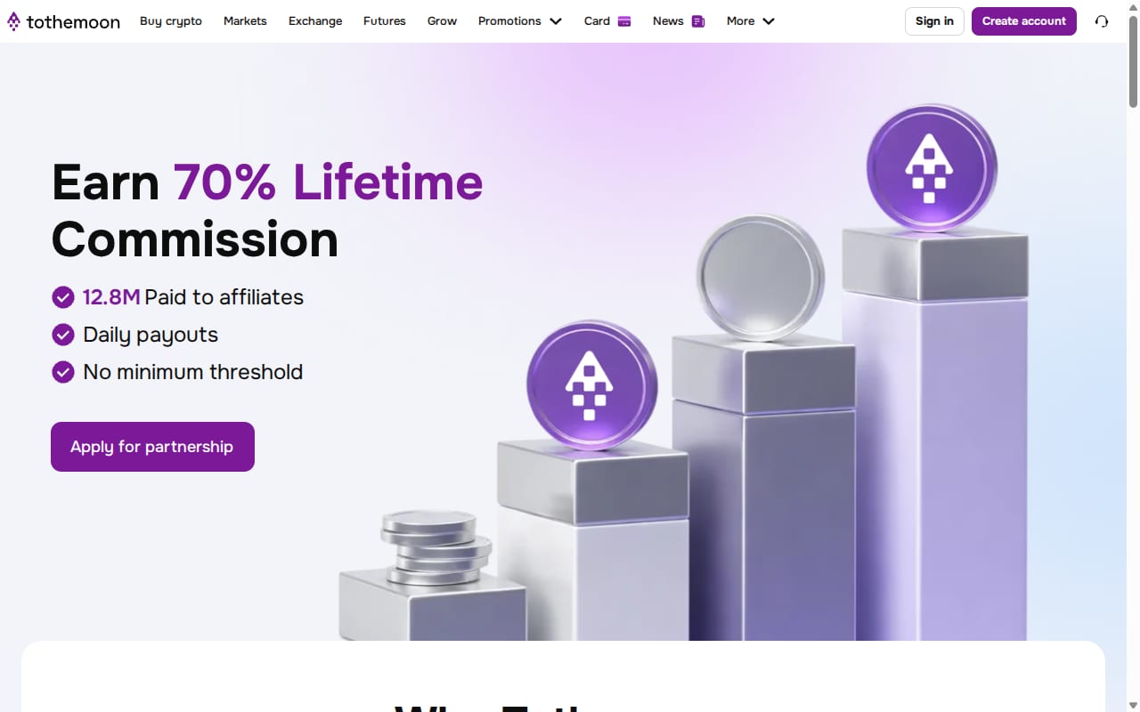 Tothemoon Affiliate Program 網站截圖
