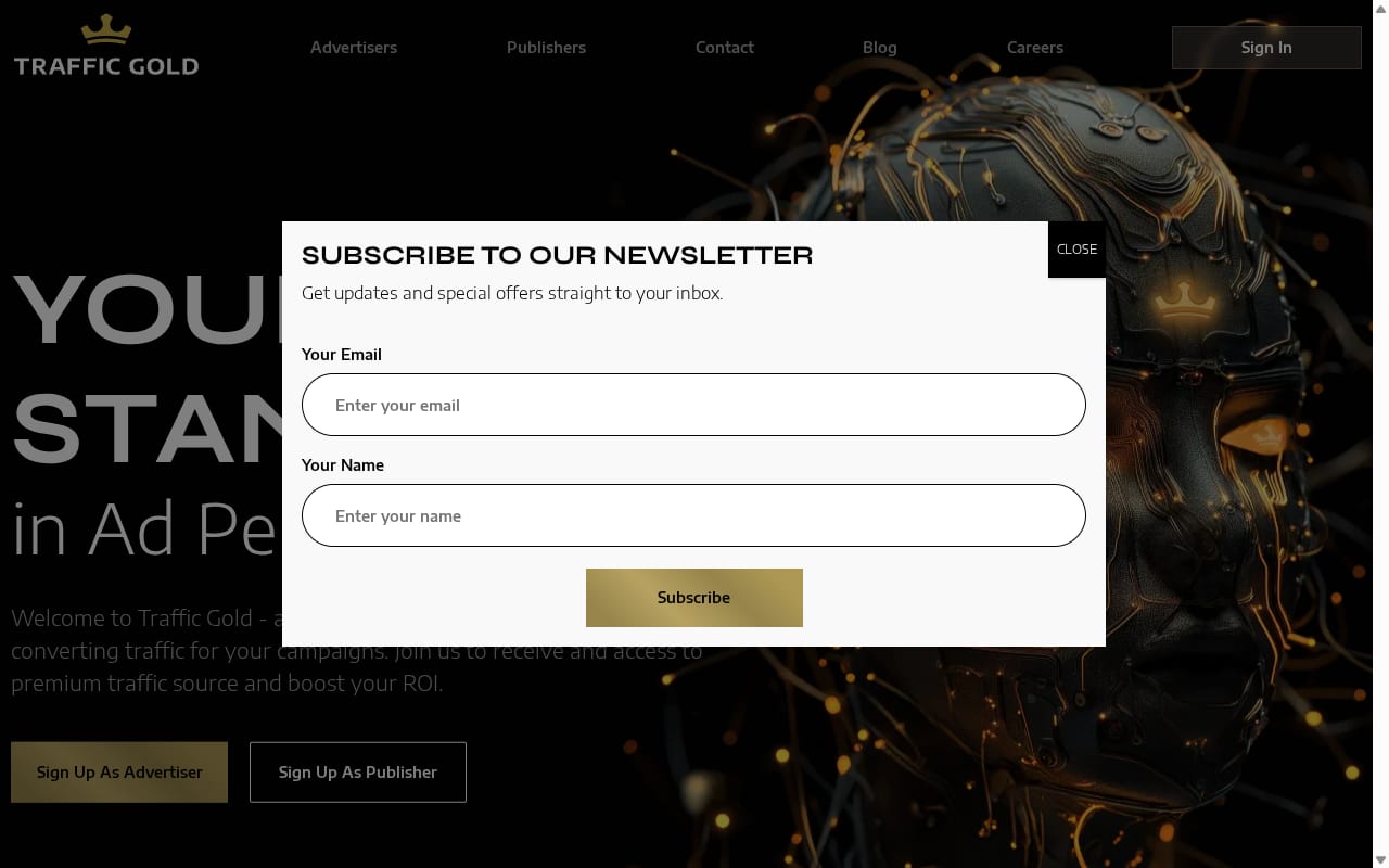 TrafficGold website screenshot