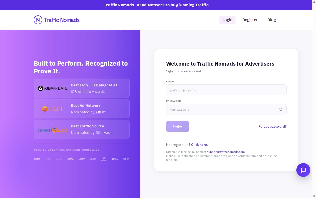 Traffic Nomads website screenshot