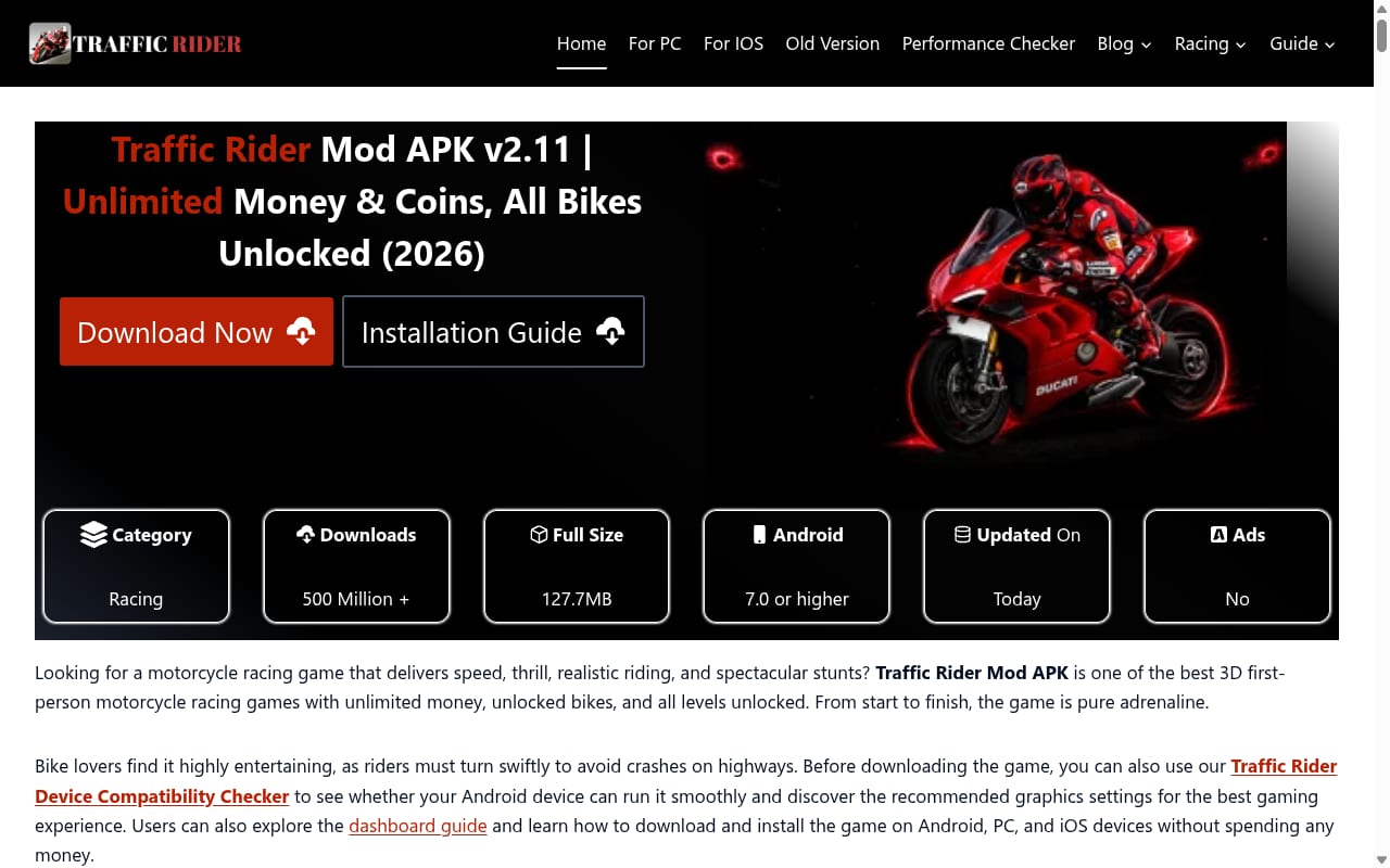 TrafficRiders website screenshot