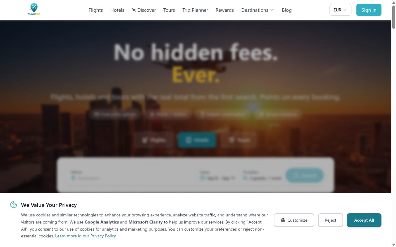 Travorro Affiliate Program website screenshot