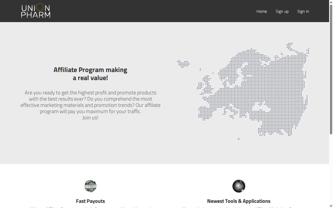 Union Pharm Affiliate Program 網站截圖