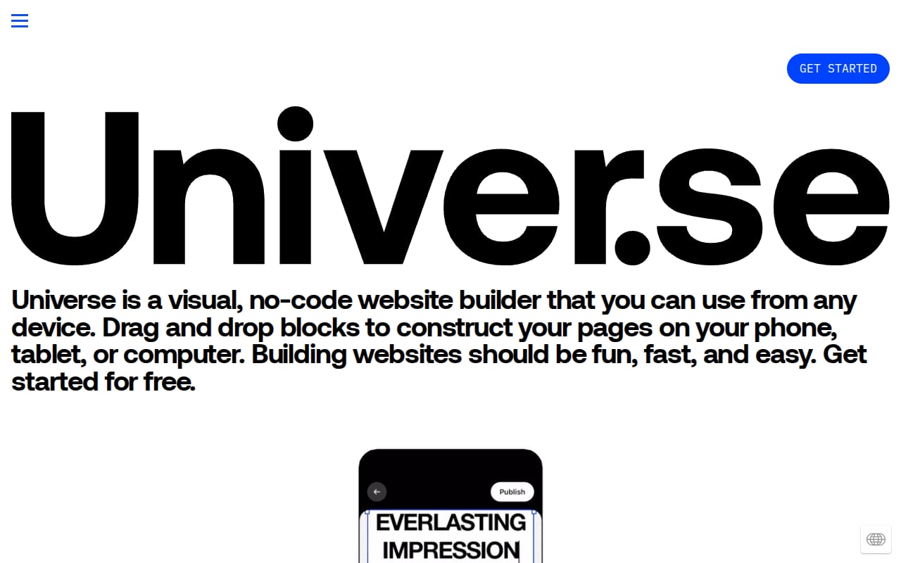 Universe Affiliate Program website screenshot