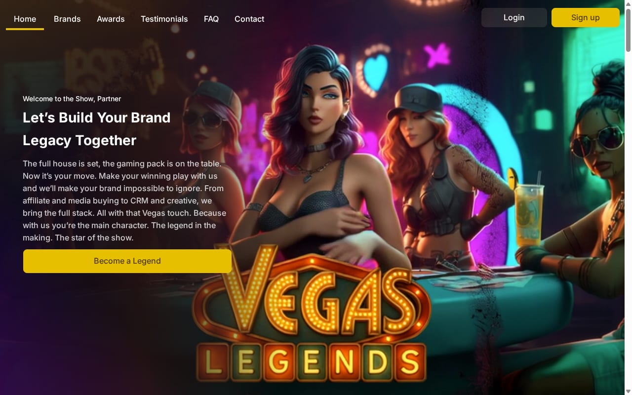 Vegas Legends website screenshot