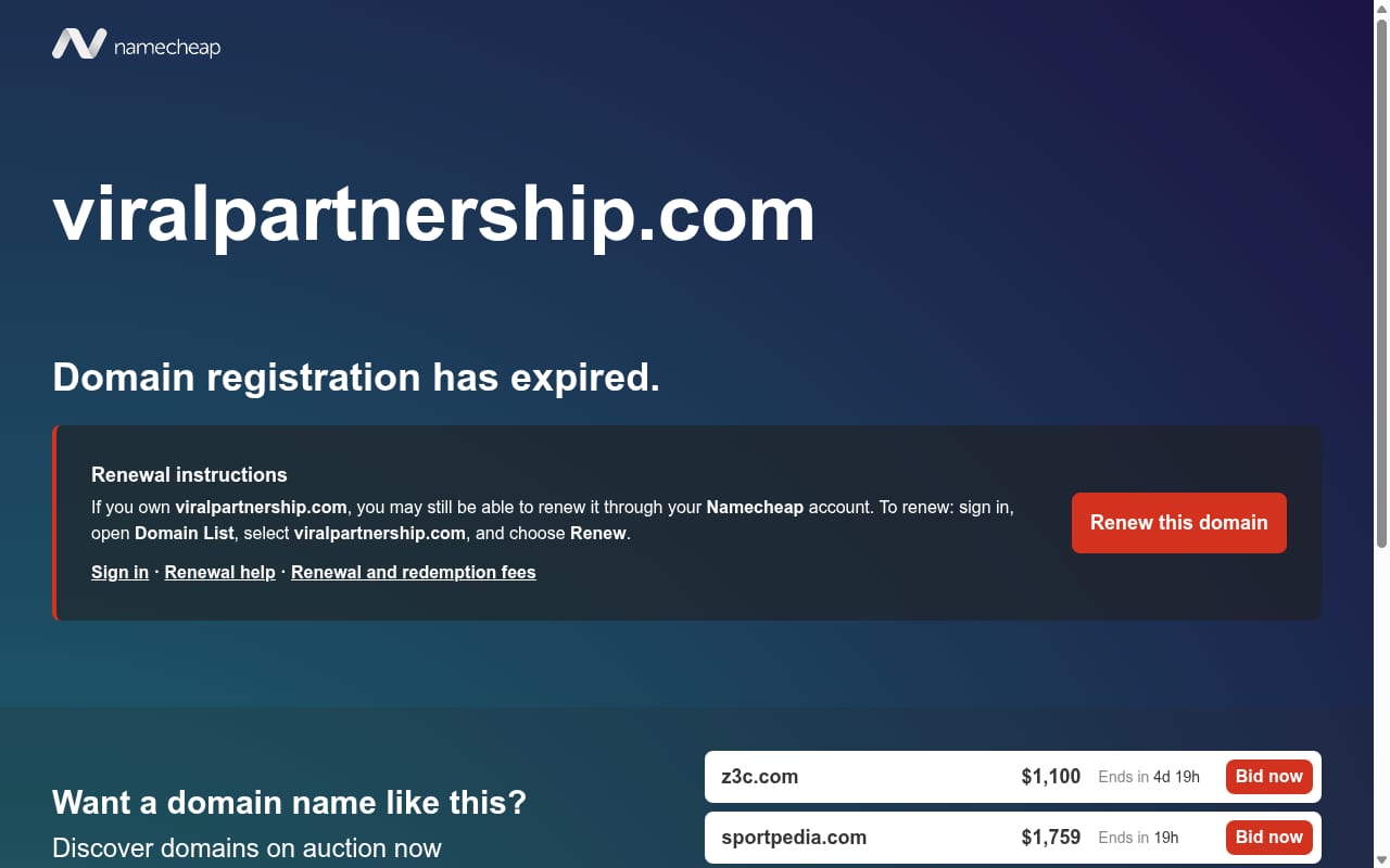 ViralPartnership website screenshot