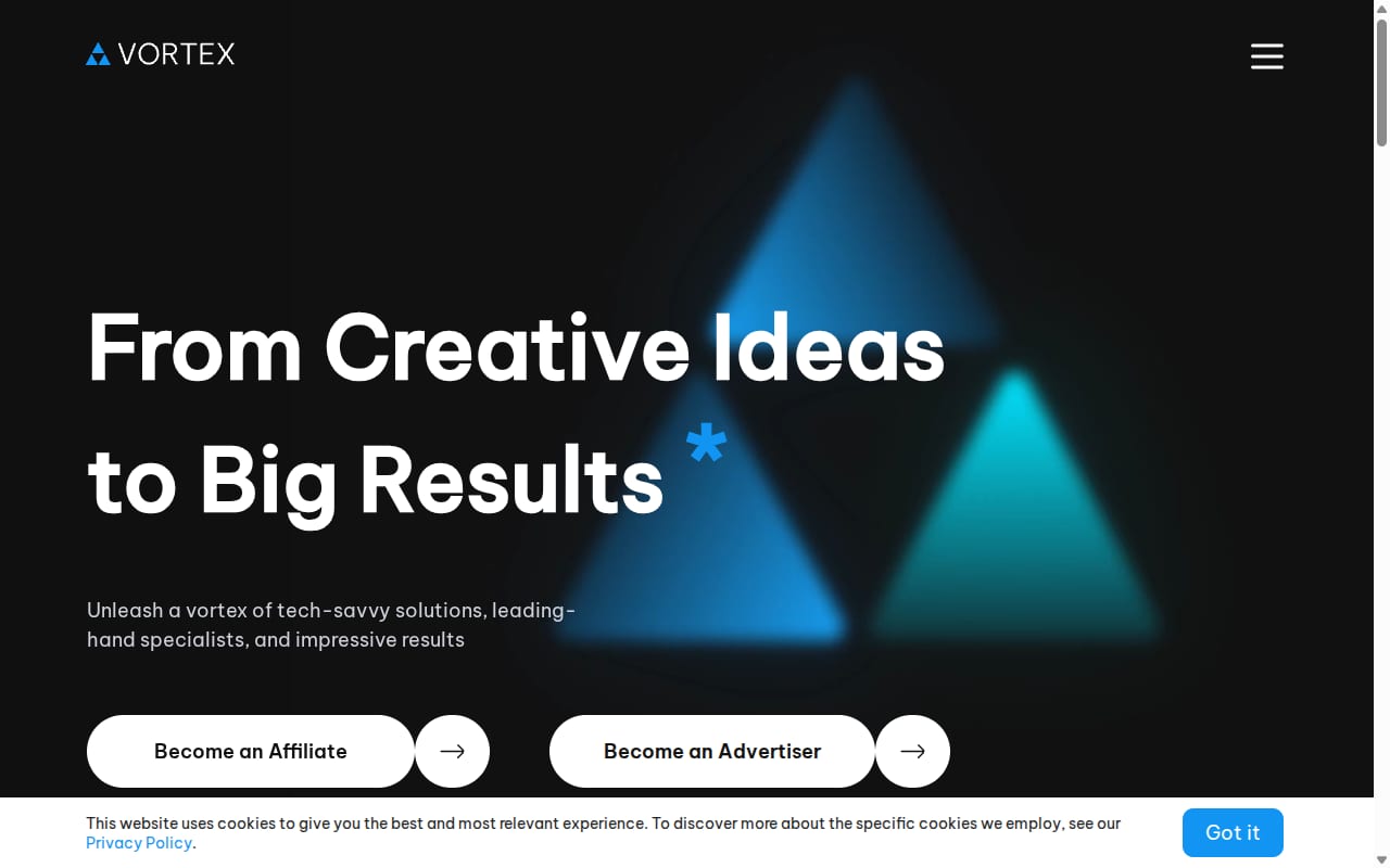 Vortex Advertising website screenshot