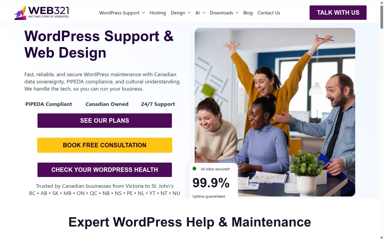 Web321 Affiliate Program website screenshot