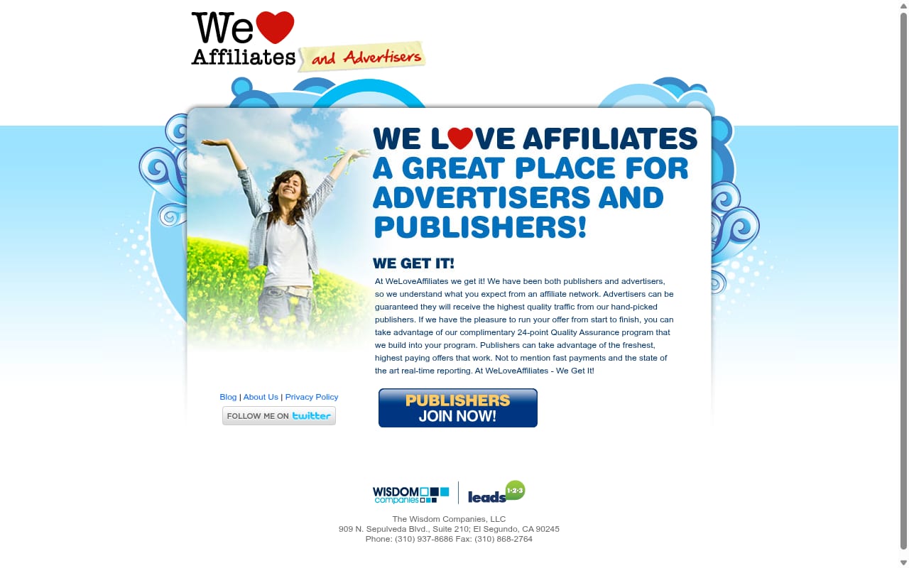 We Love Affiliates website screenshot