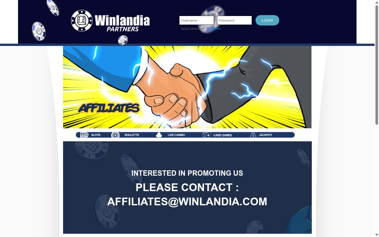Winlandia Affiliates 網站截圖