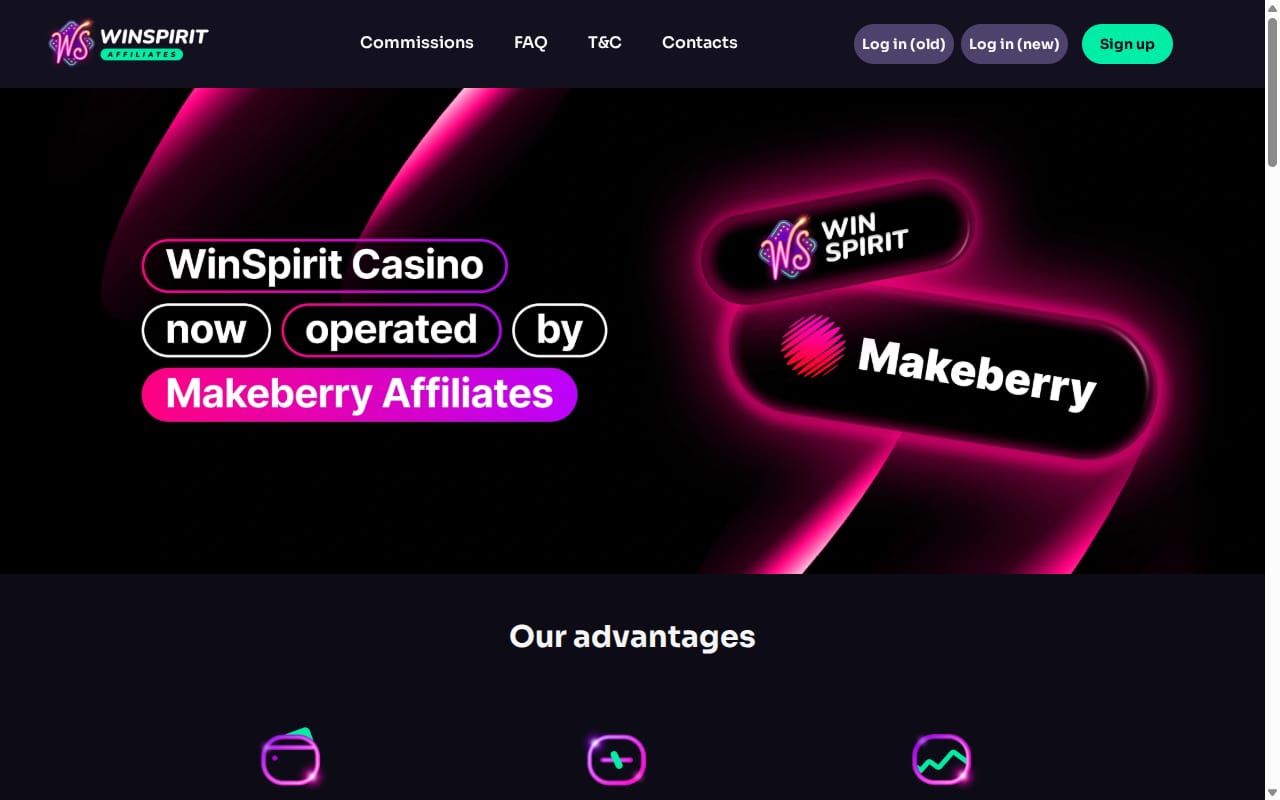 Winspirit Affiliates website screenshot