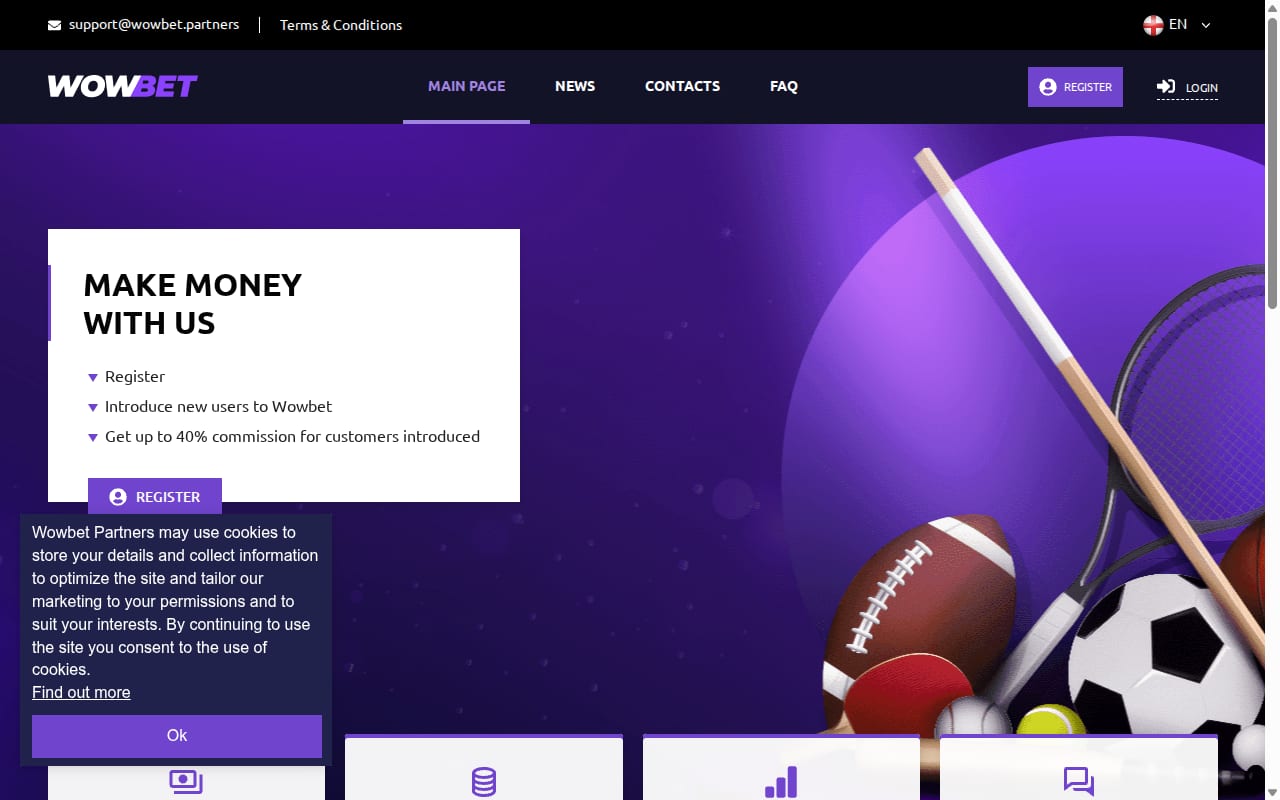Wowbet Partners website screenshot
