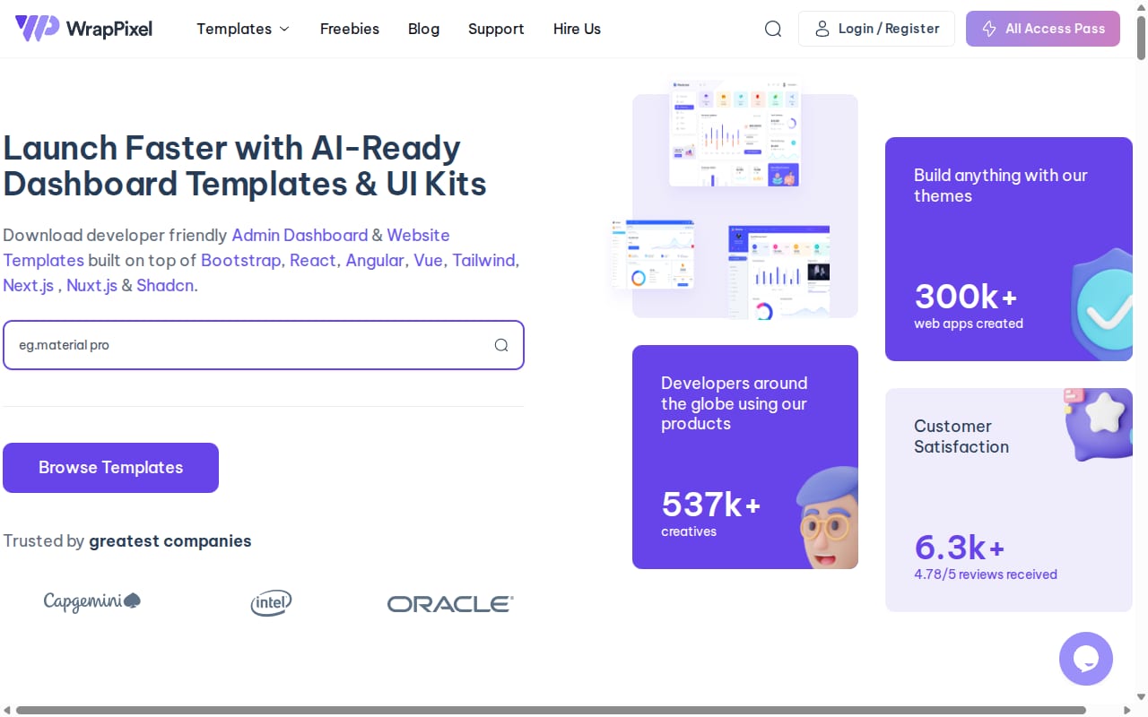 WrapPixel Affiliate Program website screenshot