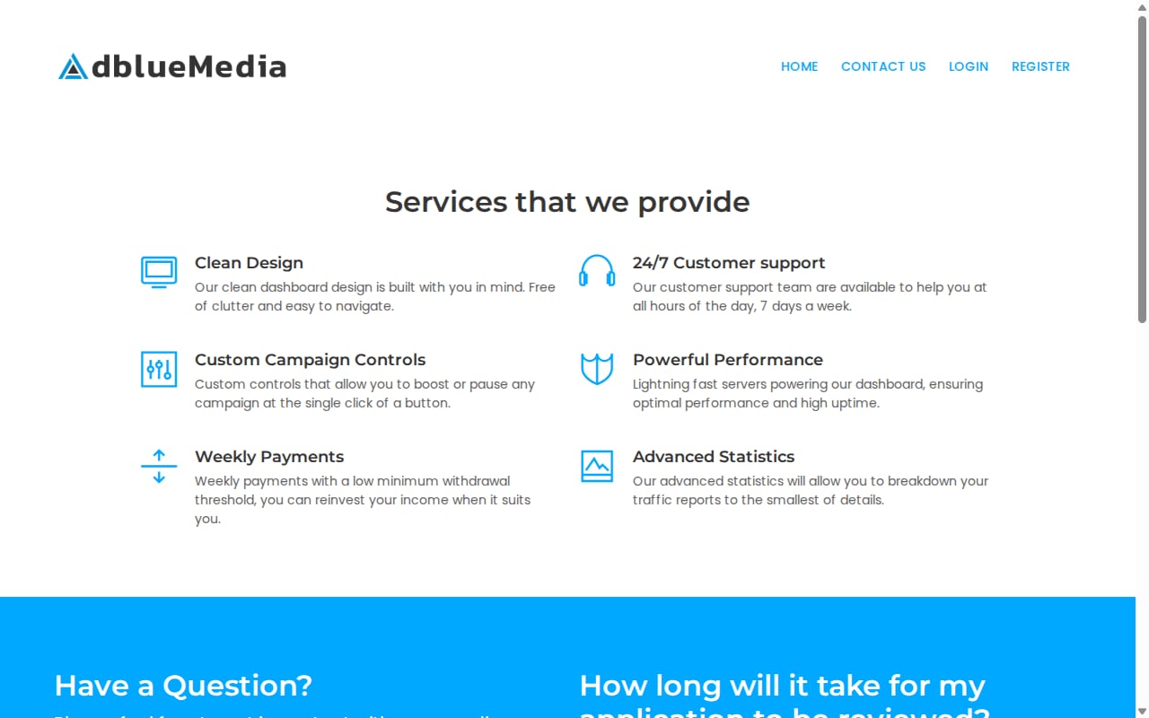 AdBlueMedia website screenshot