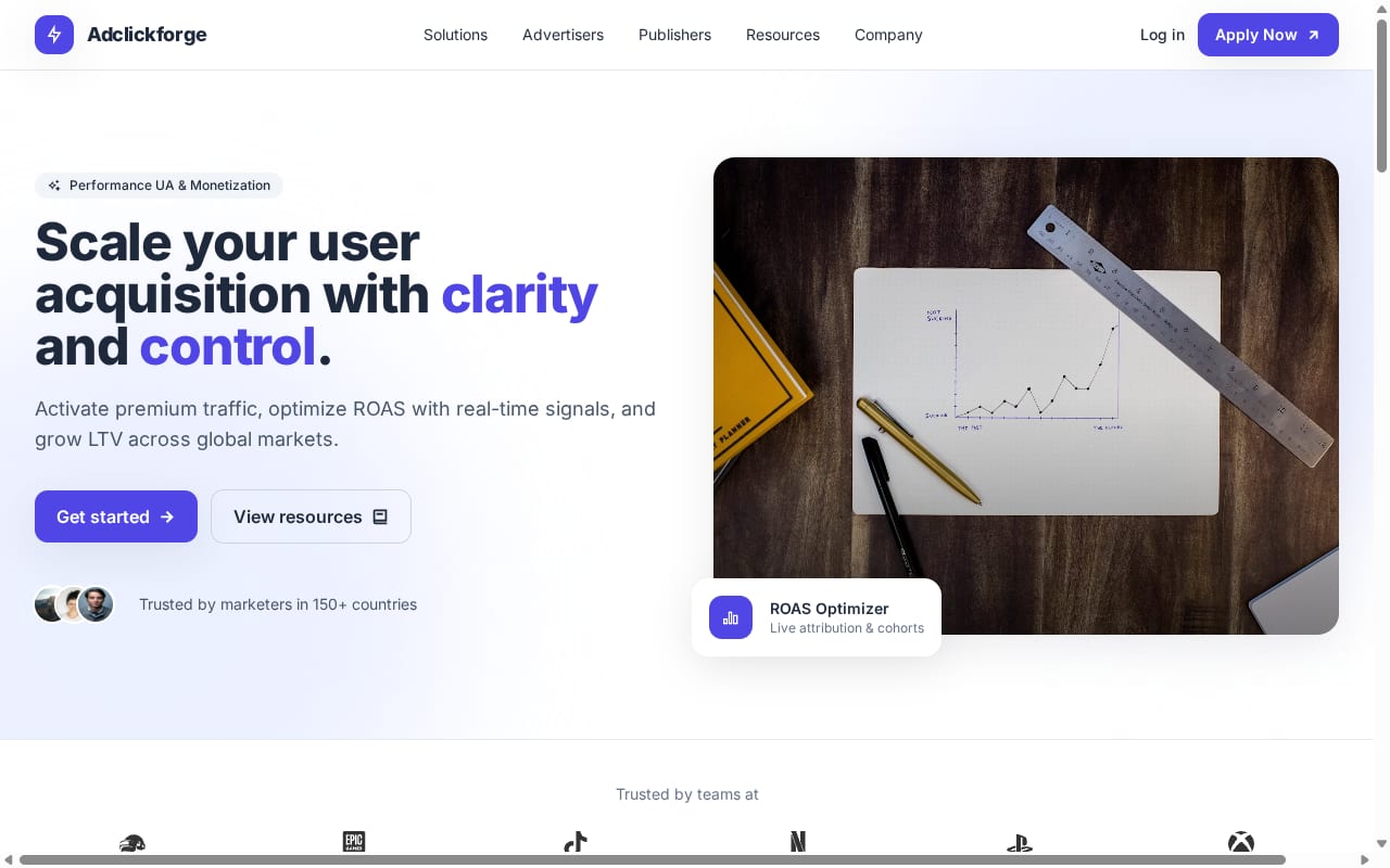 Adclickforge website screenshot