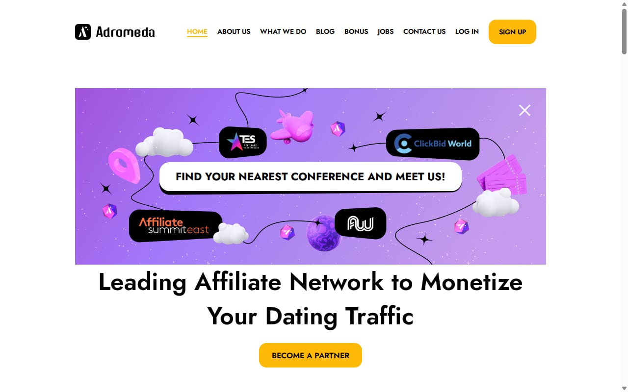 Adromeda website screenshot
