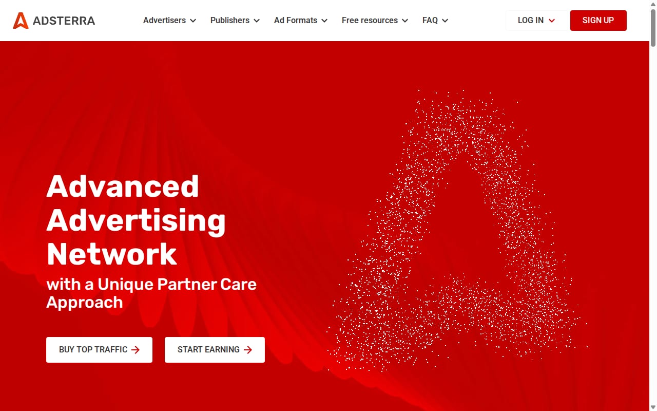 Adsterra Advertising Network website screenshot