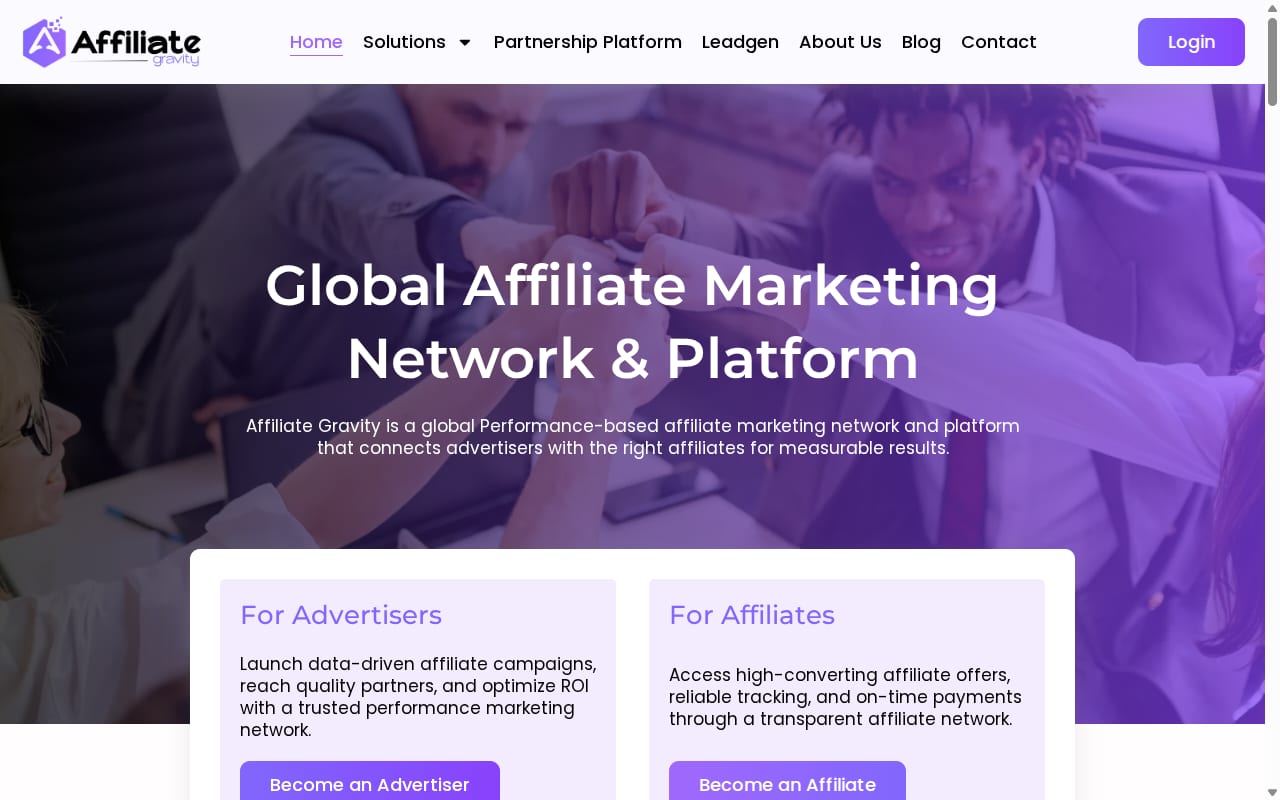 Affiliate Gravity website screenshot