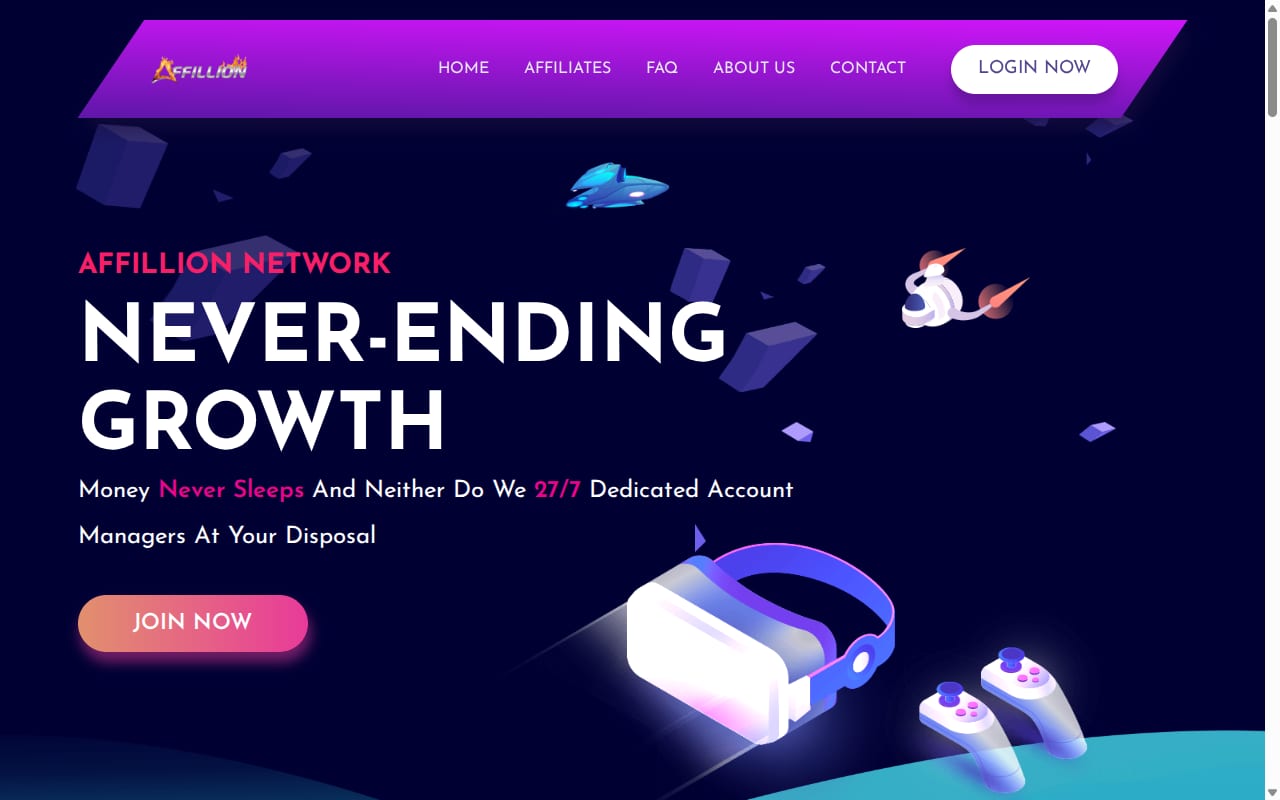 Affillion website screenshot