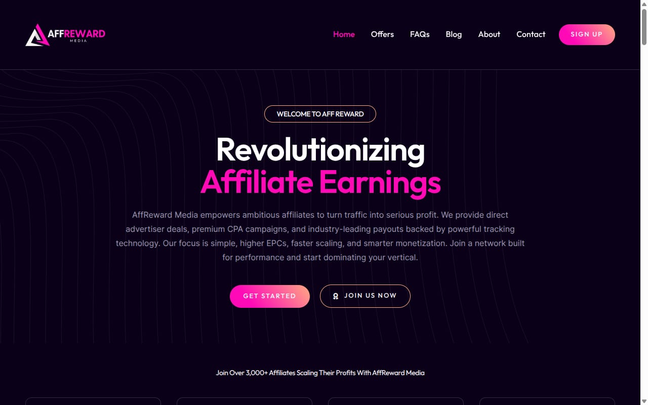 AffReward Media website screenshot