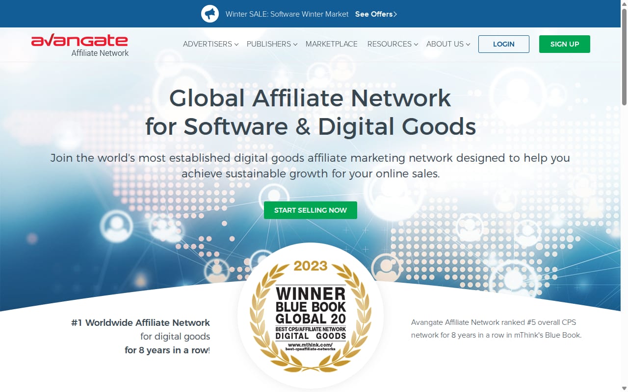Avangate Affiliate Network website screenshot