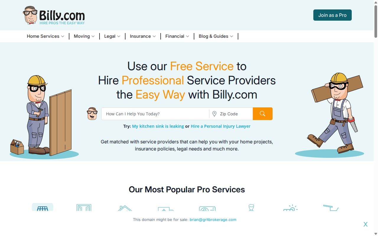 Billy.com website screenshot