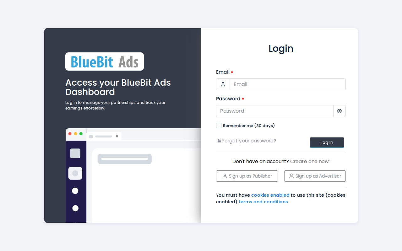 BlueBit Ads website screenshot