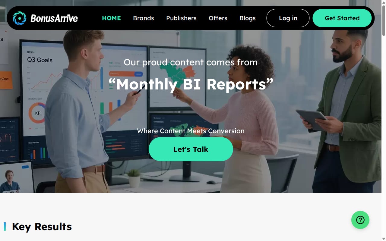 BonusArrive website screenshot