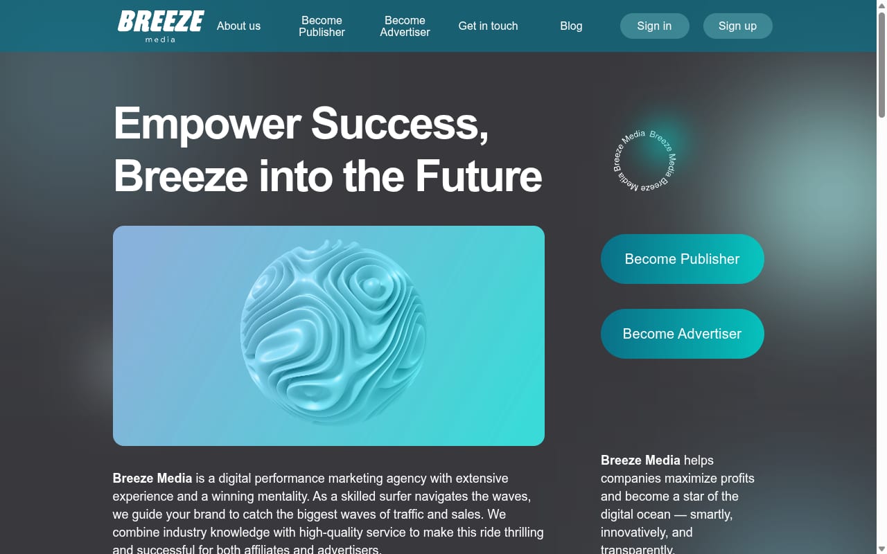 Breeze Media website screenshot