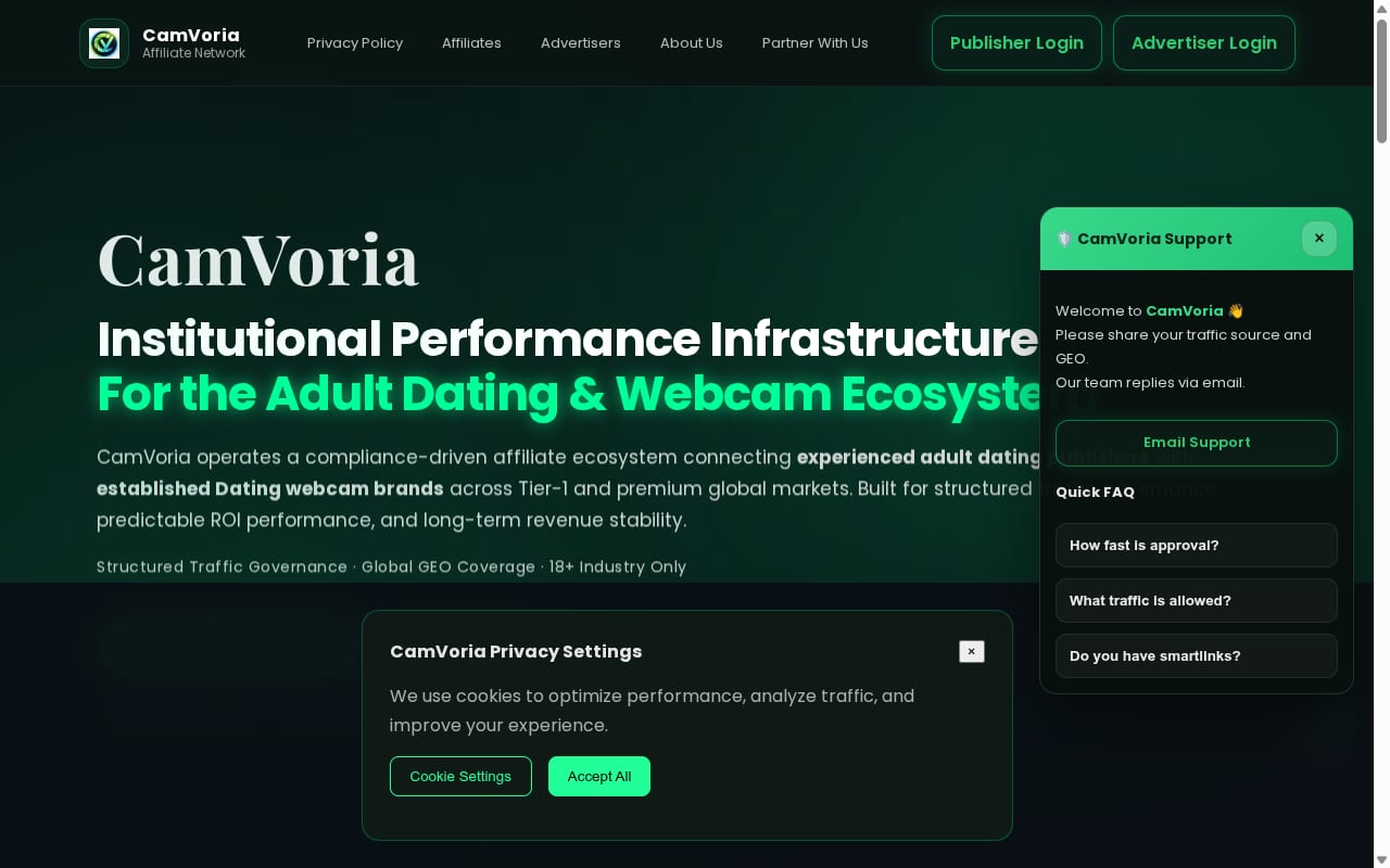 CamVoria website screenshot