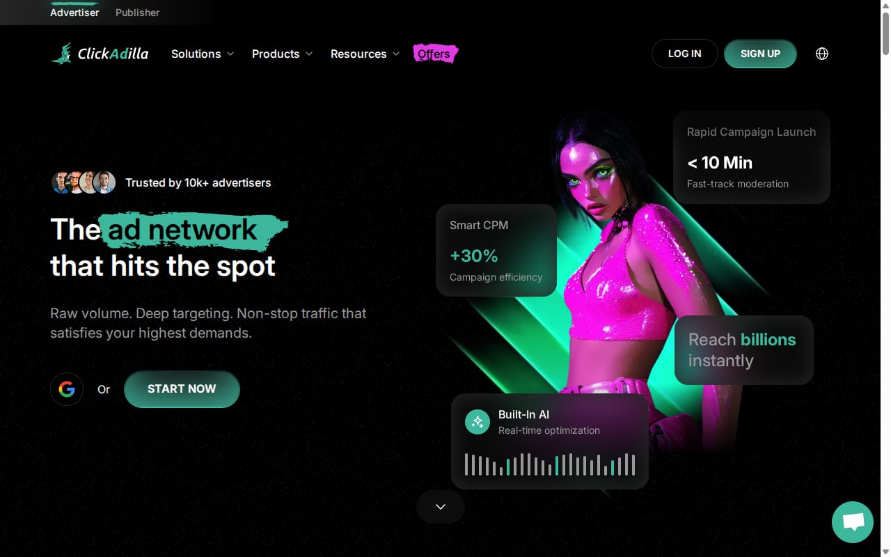ClickAdilla website screenshot